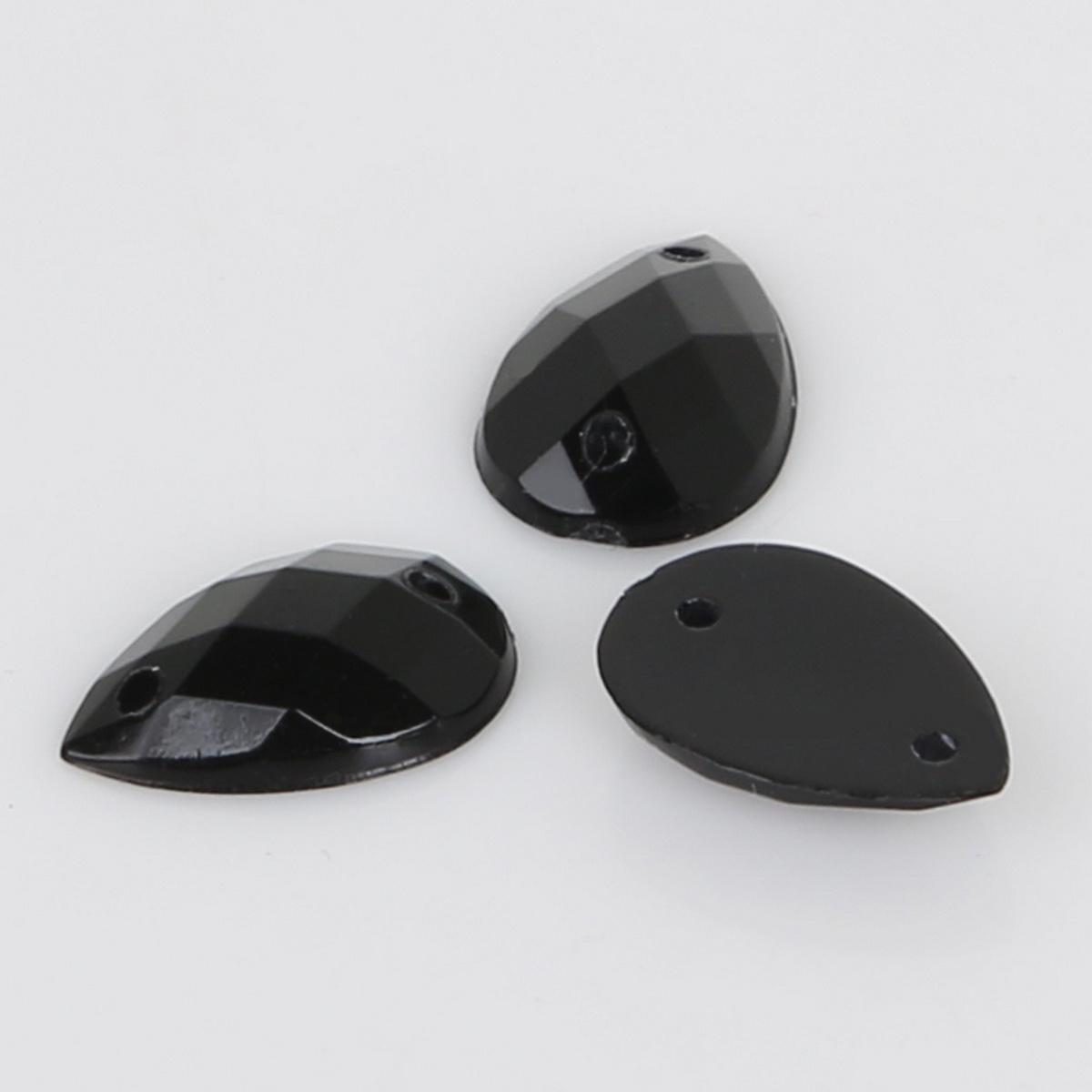 100 Pezzi Strass Flatback da Cucire Occhio di Cavallo Perline Acriliche da Cucire Pietre di Cristallo Strass Per Decorazione Vestiti Fai da Te 13x18mm nero