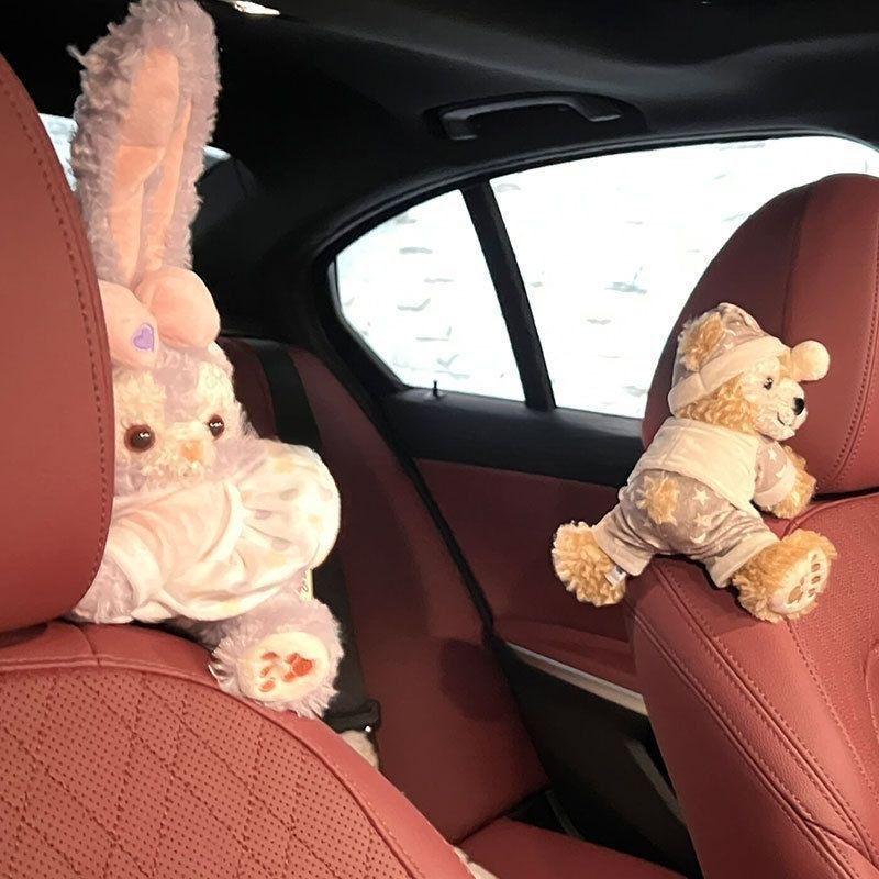 Charming Car Ornaments: Plush Passenger Seat Toys & Decorations for Women, Perfect for Tesla.