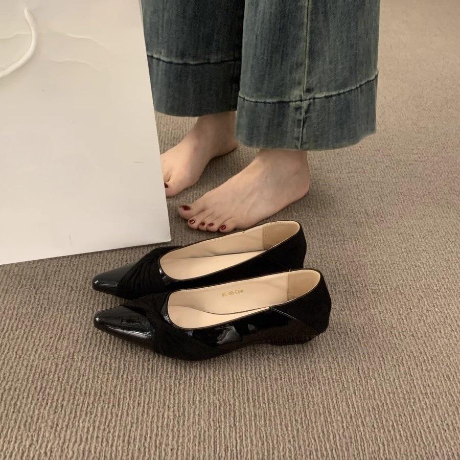 French Small Slope Heel Gentle Wind Evening Shoes Versatile Not Tired Feet Shallow Mouth Pointed Laden Shoes One Pedal Commuter Single Shoes Women