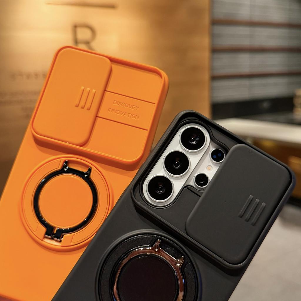 Fashion Hybrid Rugged Shockproof Phone Ring Stand Case Back Cover + Lens Protection For Samsung Galaxy S26 Ultra