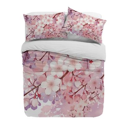 Romantic Flowers Sakura Pink Duvet Cover With Pillow Case Custom 3pcs Bedding Set Quilt Cover Double Bed Home Textile