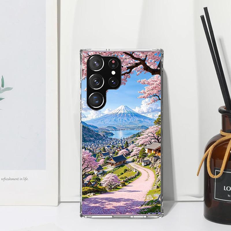 Japanese Cherry Mount Fuji Phone Case For Samsung Galaxy S26 S25 Edge S24 FE S23 S22 Ultra S21 Plus S20 + Art Fundas Back Cover