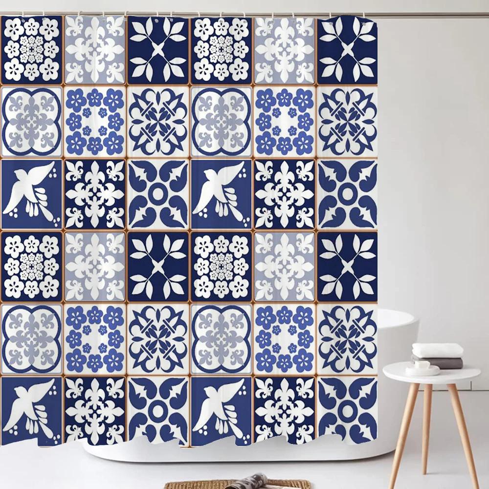 Badezimmer Abstrakt Bohemian Duschvorhang Mittelalterliche Nordische Kunst Boho Bedruckter Polyesterstoff Duschvorhang Mit Haken