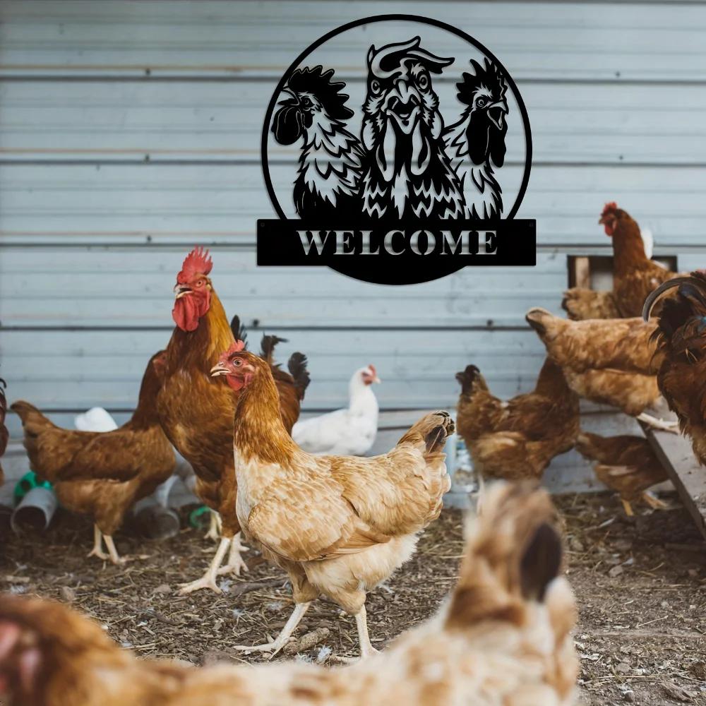 Personalized Chicken Metal Sign Custom Farmhouse Wall Art