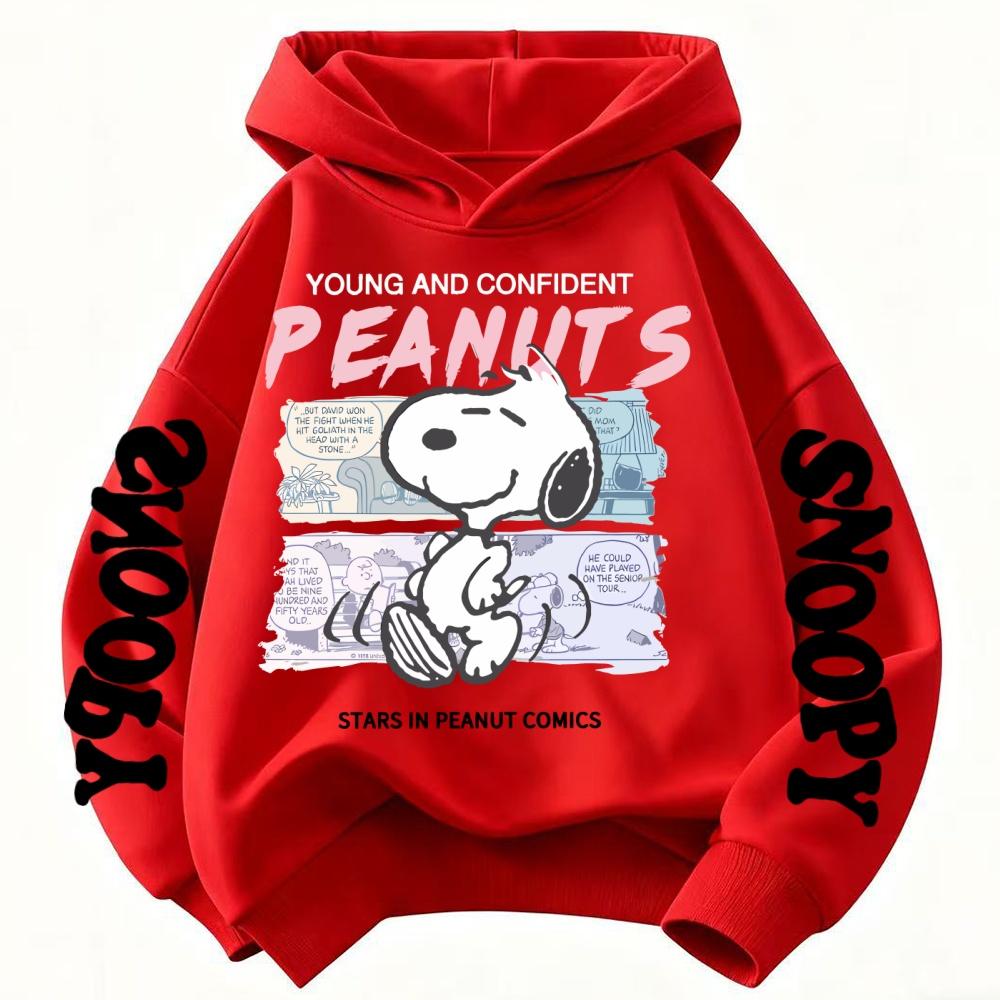 Podzimní móda Dětské mikiny s kapucí, Cool kreslené mikiny Snoopy pro chlapce a dívky, Ležérní dětské oblečení Topy
