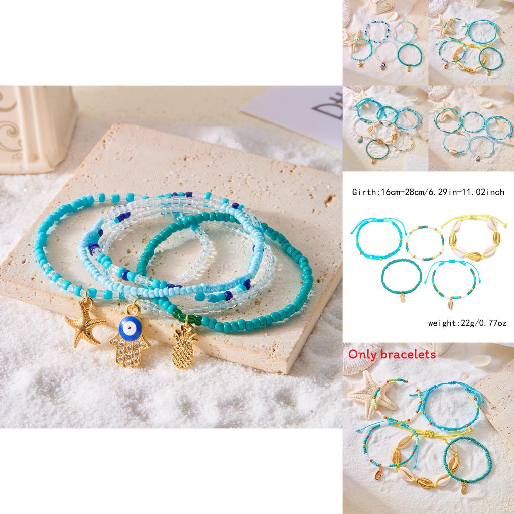 Böhmisches Seestern Muschel Mehrschichtiges Perlen Schmuckset Mit Musiknoten Elementen Für Damen Sommer Strandbekleidung