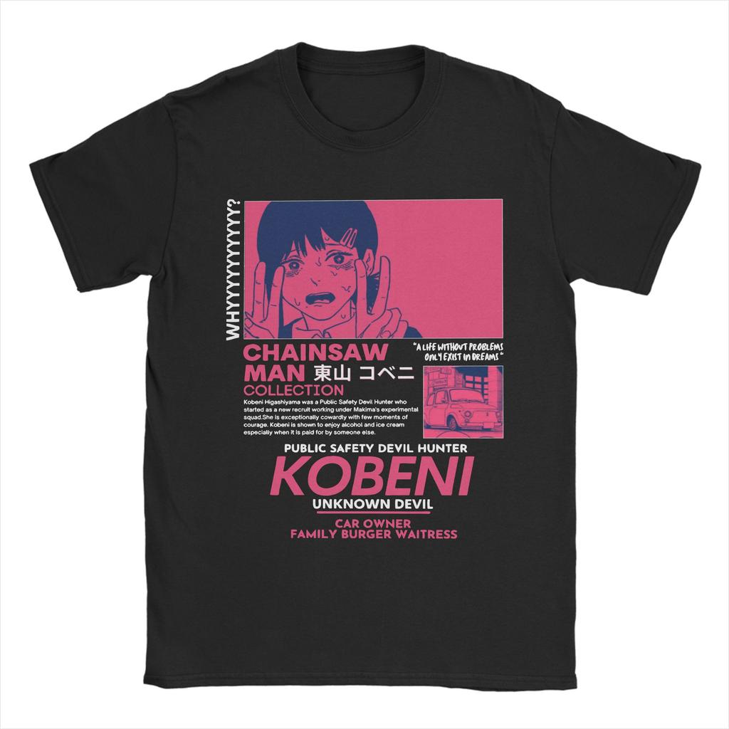 Chainsaw Man Kobeni T-Shirts Men Anime Manga Vintage Pure Cotton Tees Crew Neck Short Sleeve T Shirt Graphic Printed Clothes