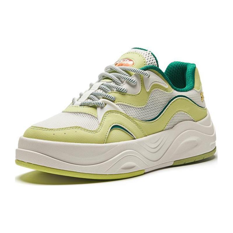 Anta Seaweed Cushioned Wear-Resistant Lightweight Height Increasing Low-Top Skateboard Shoes Women's White Green Sneakers 922428011-51