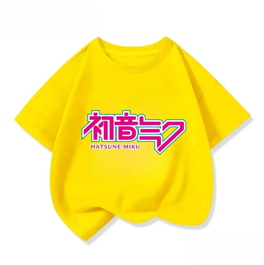 All Match Kids Short Sleeve T Shirt Pastel Anime Style Hatsune Miku Character Print Casual Wear 3 14 Years