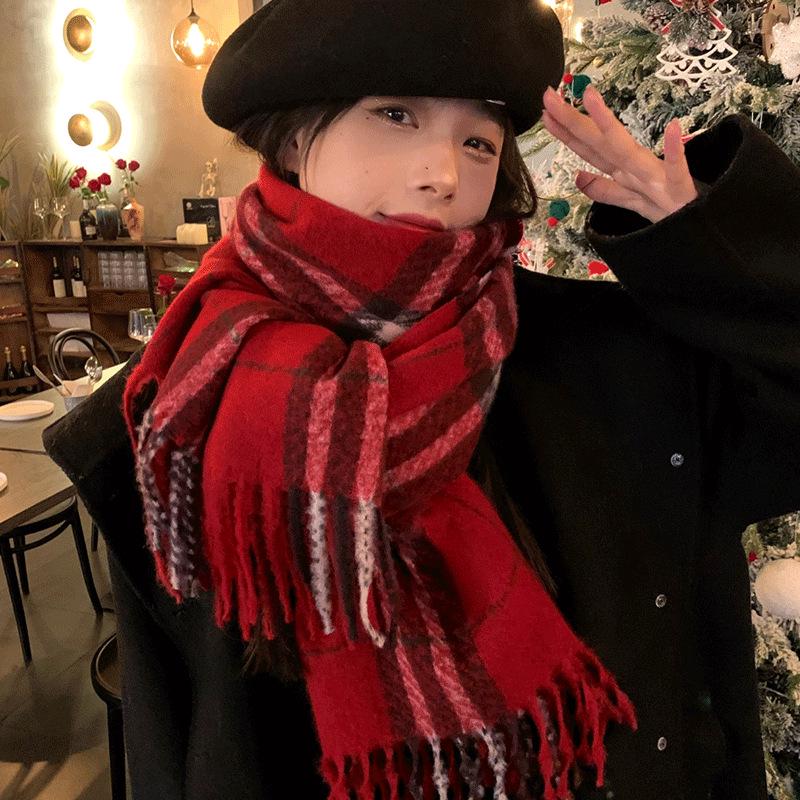 

Mrs. Qiao 2025 Korean-Style Red Christmas Scarf - Women s Thick Warm Neck Warmer 190*65 cm хаки
