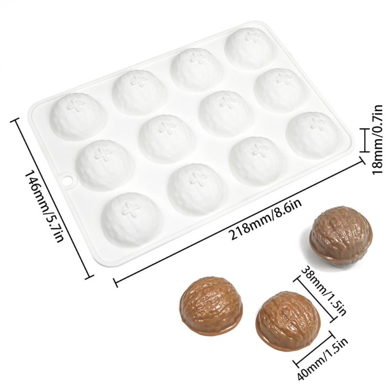 Stampi in Silicone per Alimenti a Forma di Noce per Dessert, Vassoio a 12 Cavità per Cioccolatini e Caramelle per Cuochi Creativi