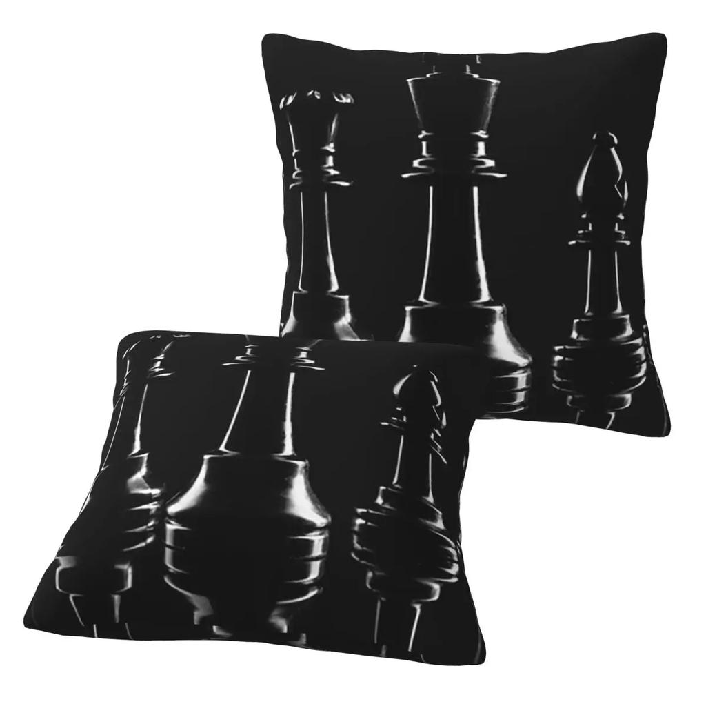 Black King Chess The-Chessboard 9 2 Pcs Square Pillowcase Pillow Cover Cushion Decor Comfort Throw Pillow For Home Car