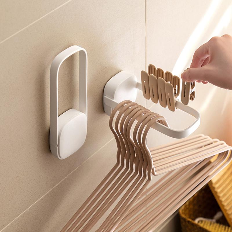 

Drill Free Wall-mounted Clothes Hanger Organizer Foldable Plastic Rack Type A