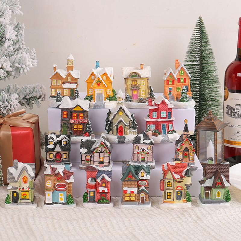 Dekorationen Dorfhaus Dekor Weihnachten Laterne Dekoration Harzhaus Sammlerstücke Gebäude Figur Mit LED-Licht