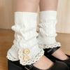 Japanese Lace Trim Leg Warmers Loose Button Ankle Socks Boot Covers Women Lolita College Style Winter Knit Harajuku Accessories