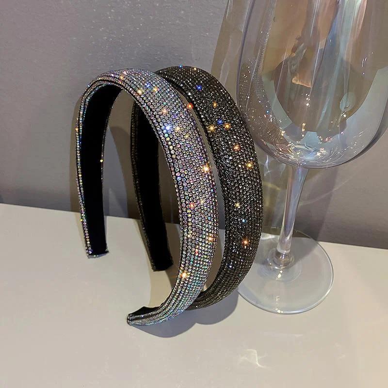 Shiny Full Stylish and Versatile Headbands Silver Color Hairbands Velvet Headwear for Women Hair Beauty Accessories Gifts