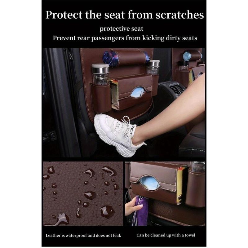 Premium All-in-One Auto Rücksitz Organizer Faltbarer Tisch, Rückenlehnenschutz, Taschentuchbox, Becher- & Schirmhalter, Laptop-Station und Auto-Esstablett