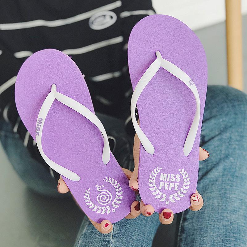 Cute Flip-flops Women's Summer Fashion Outer Wear New Student Non-slip Bathroom Pinch Feet Beach Seaside Cool Slippers New