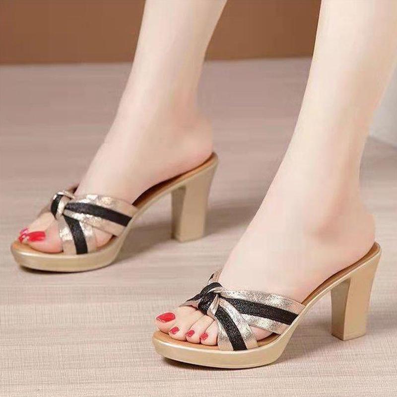 Thick Heel Outdoor Sandals For Women Summer Waterproof Platform Fish Mouth Sandals Fashionable All-match