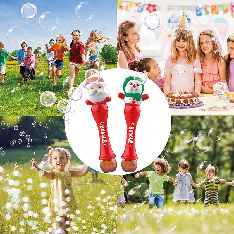 Christmas Fully Automatic Light Music Bubble Gun Santa Claus Snowman Bubbles Stick Machine Party Toy Children's Birthdays Gifts