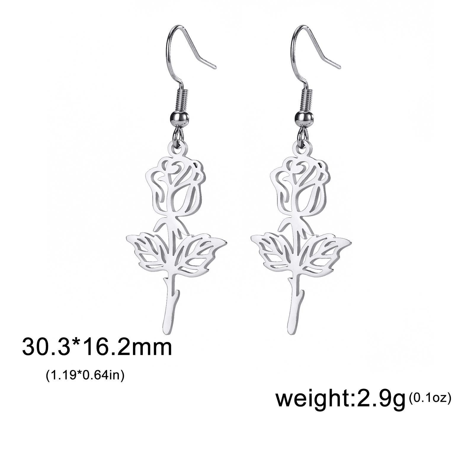 Classic Elegance Rose Dandelion Pendant Charm Earrings for Women Bohemian Romantic Stainless Steel Jewelry Accessories Gift 2025