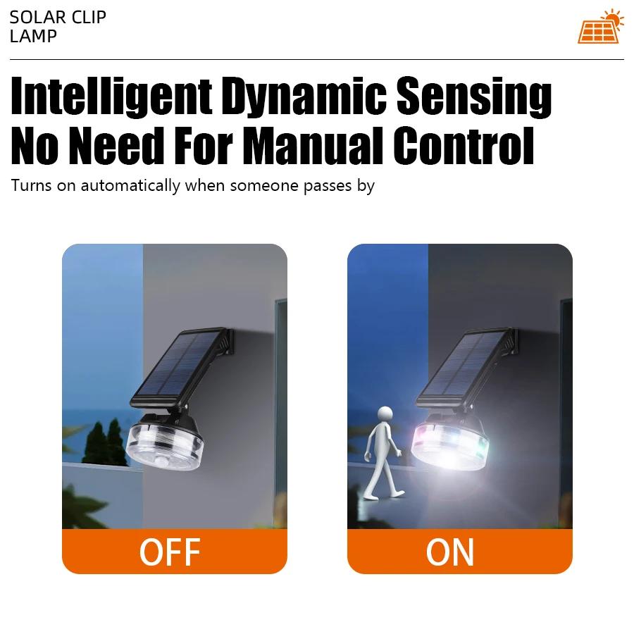 Solar Wall Light Motion Sensor Rotatable Design Built 1800mAh Battery Waterproof Color Changing String Outdoor Yard Decoration