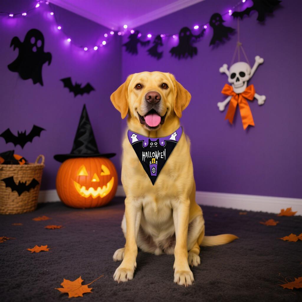Halloween Pet Scarf Cats & Dogs Halloween Triangular Bib Various Styles, Golden Retriever Labrador Bulldog