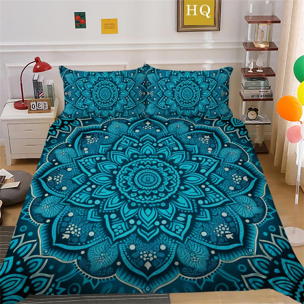3D Indian Theme Bedding Set Paisley Flower Duvet Cover Pillowcase 2/3 US/UK/EU/AU Full Size Soft Quick Drying Decorative Quilt Cover