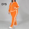 2 Stuks/Set Dames Joggingpak Plus Size Rits Lange Mouw Trainingspak met Broek Losvallend Trainingspak Sportoutfit voor Joggers