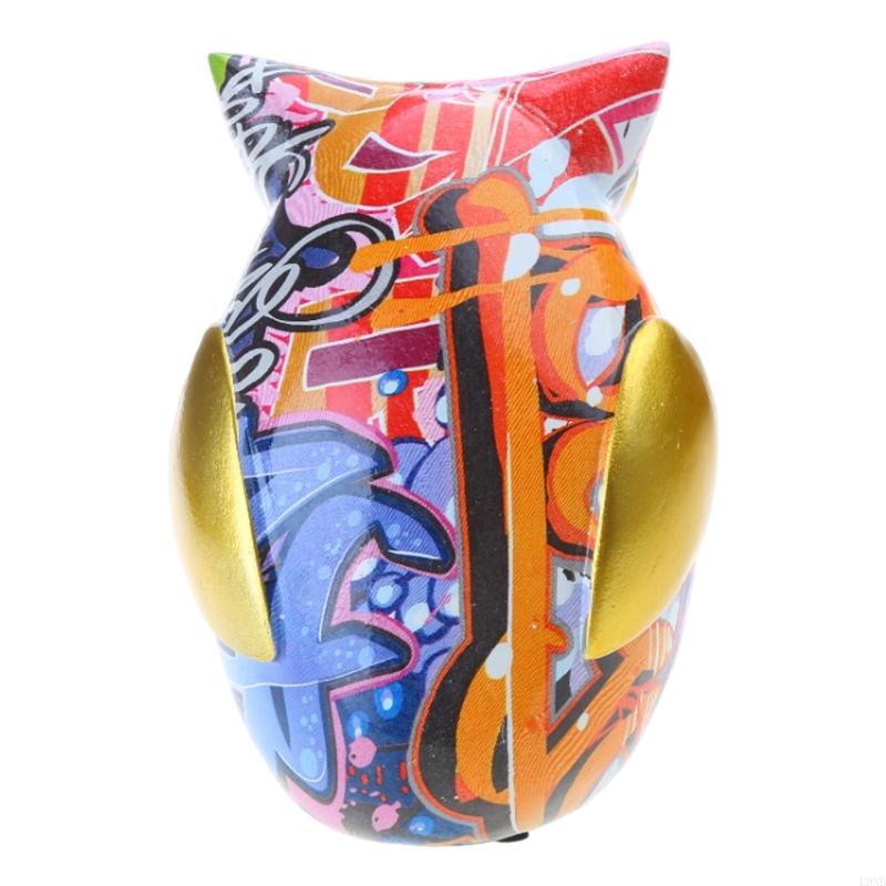 Modern Painted Owl Statue Resin Ornament Water Transfer Colorful Animal Sculpture Figurines Home Decoration