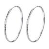 Sterling Silver Three-Sided Floral Carved Hoop Earrings - Women's Exaggerated Fashionable Round Ornaments
