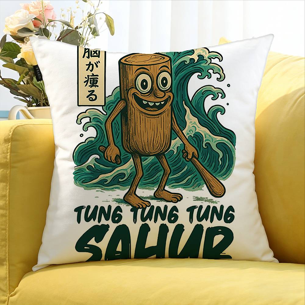 Tung Tung Tung Sahur World Various Sizes Square Pillow Case For Car Home Bedchamber Decor
