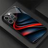 Red and Black Flowing Textures Black Tempered Glass Case For iPhone17 16 15 14 13 Pro Max Anti Slip Phone Cover Anti Slip Luxury