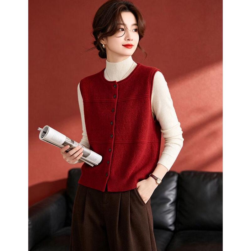 D.F.DEAR Women's Casual Button-Front Knit Vest
