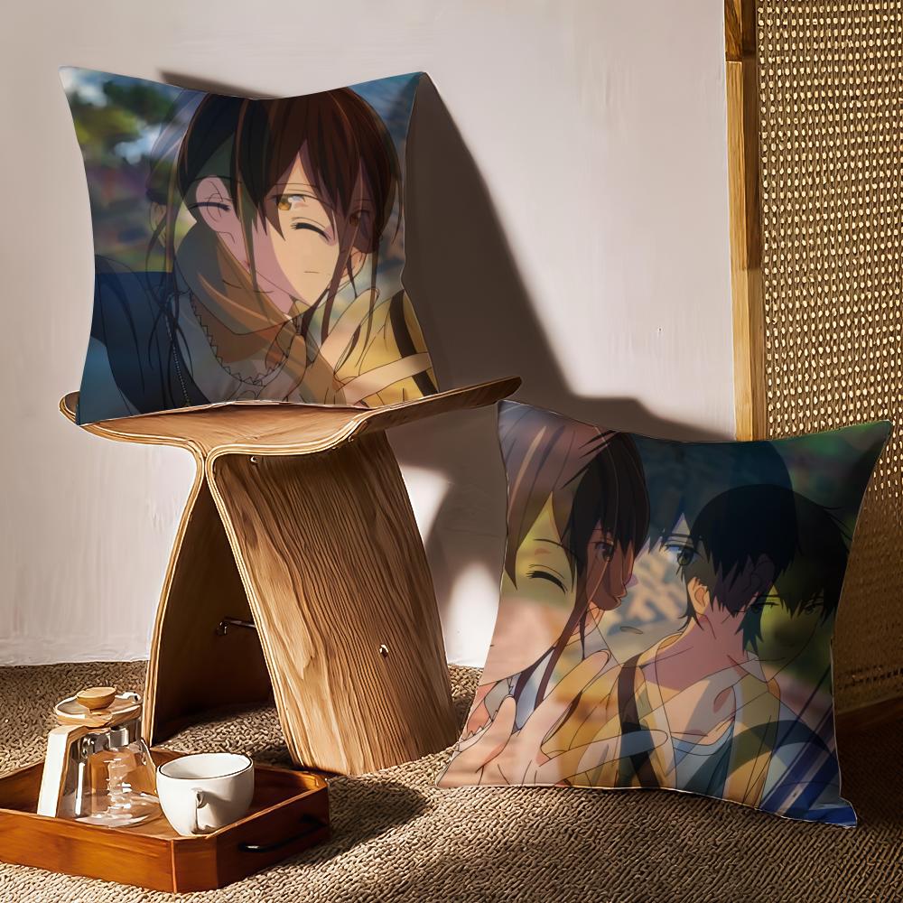 K-Kimi No Suizo WoTabetaiES Cushion Cover Anti-dustmite Pillowcase Invisible Zipper Silky Short Plush Sofa Cushion Cover