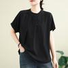 DIMANAF 2026 Summer New Plus Size Women Blouse Shirt Elegant Lady Tops T-Shirt Solid Cotton Fashion Clothing