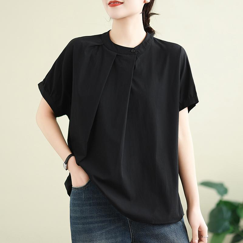 DIMANAF 2026 Summer New Plus Size Women Blouse Shirt Elegant Lady Tops T-Shirt Solid Cotton Fashion Clothing