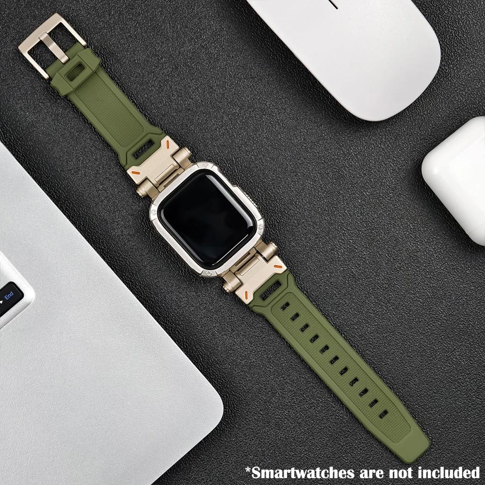 Silicone Band+Case for Apple Watch Ultra2 Strap 49mm 41mm 45mm 40mm 44mm TPU Cover+Sport Bracelet Series 9 8 7 6 SE 5 Wristband