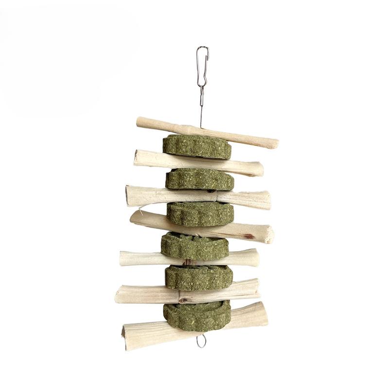 1pcs Alfalfa Grass Ball Skewer Grass Cake Grinding Teeth Apple Branch Bite Skewer Guinea Pig Rabbit Dragon Cat Snack Bite Stick