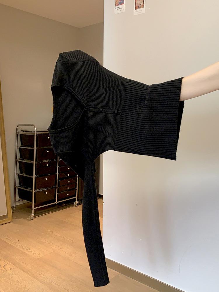 Textured neck knitted sweater soft waxy sweater autumn and winter slim-fitting waist bottom long-sleeved women's high-end inner top