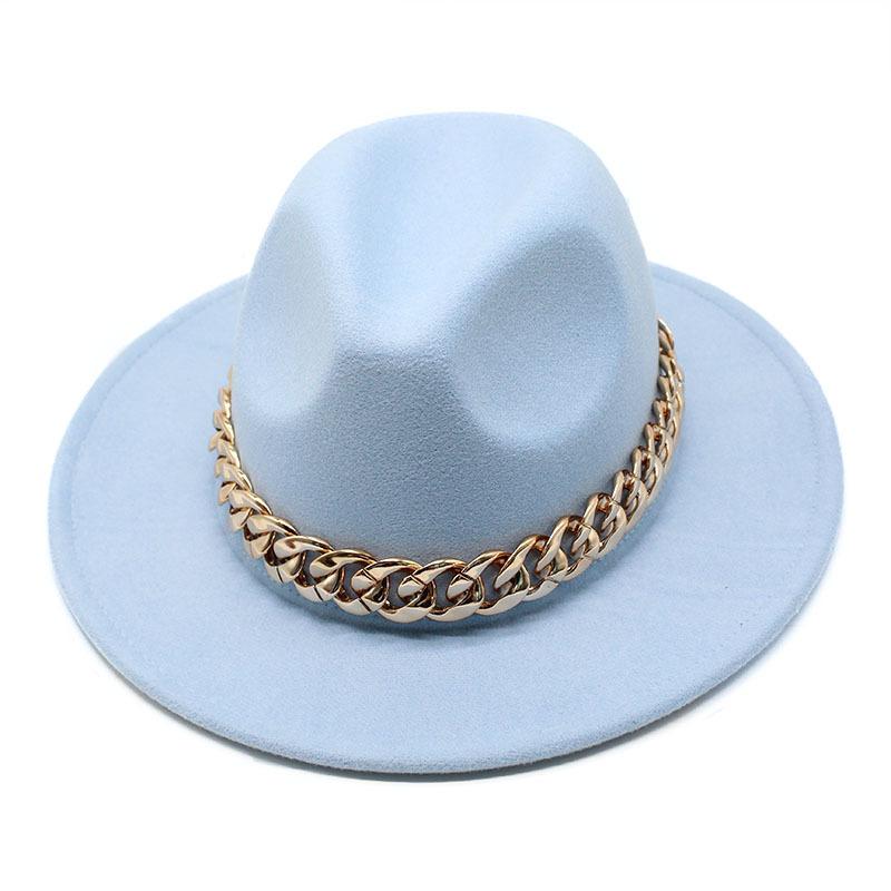 

Hat Ladies Jazz Hat Seasonal British Chain Retro Top Hat Ladies Wool Gentleman Hat M（56-58cm） небо синє кольору