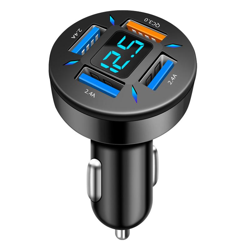 Universal 66W Car Charger Fast Charging Cigarette Lighter Adapter Digital 4-Port QC3.0 + Type-C Fast Charging Car Accessories
