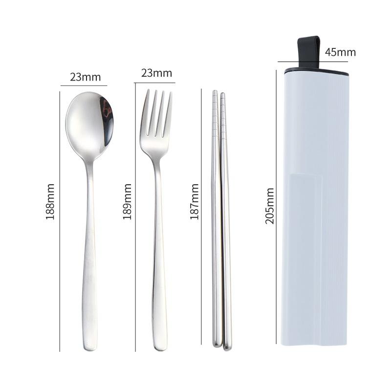 1Set Portable Stainless Steel Cutlery - Fork Spoon Chopsticks With Case Travel Camping Reusable Flatware Utensils Gadgets