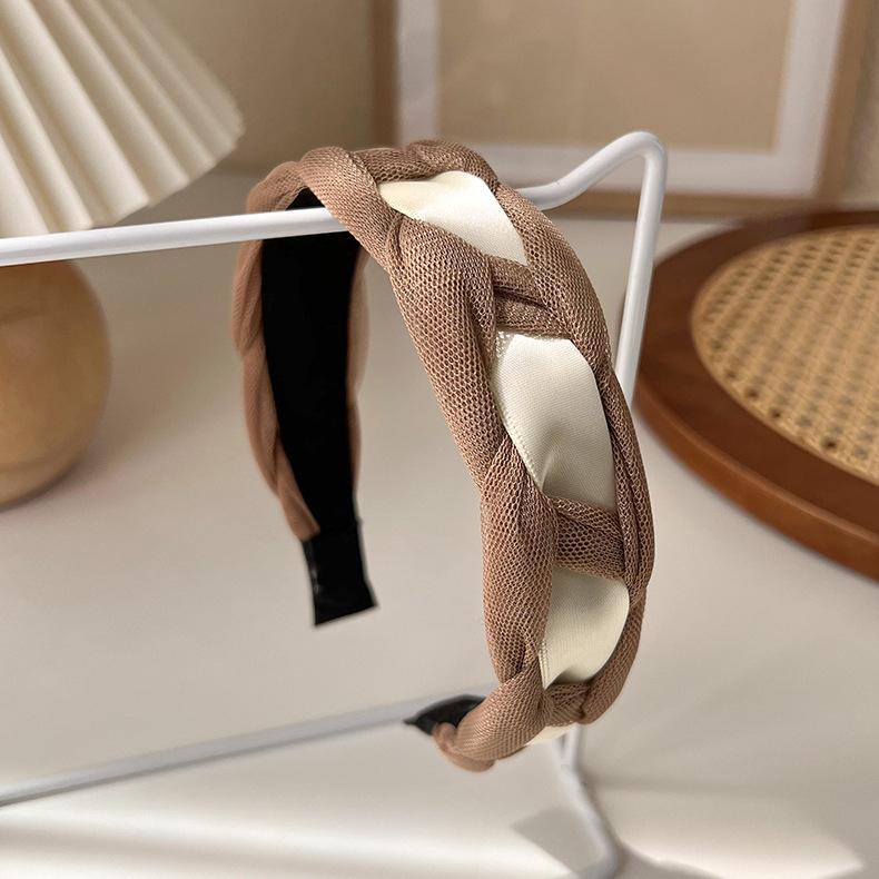 Autumn/Winter Fashion Brown Color Headbands Sponge Wide Crystal Hair Bands for Woman Temperament Hair Hoop Hair Accessories