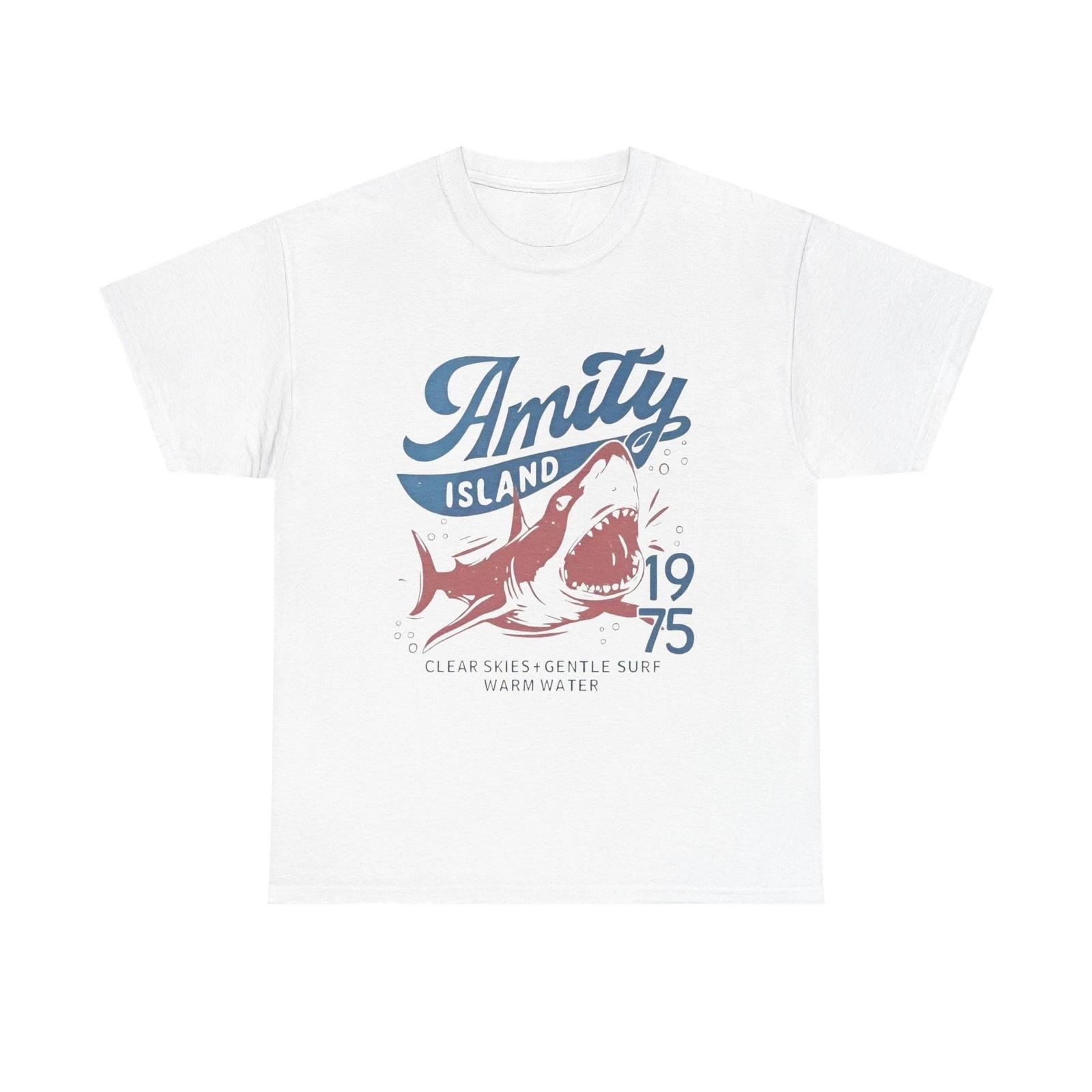 

Jaws Amity Island Shark Graphic T Shirt Unisex Heavy Cotton Tee GIFT 4XL