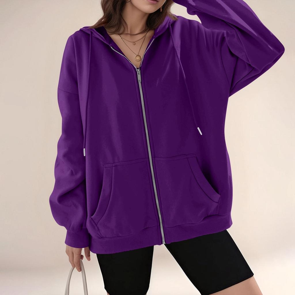 Sudaderas de Mujer de Color Sólido con Cremallera Tops Chaqueta Casual Diaria
