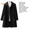Women Winter Coat Formal Business Style Turn-down Collar Single-breasted Mid Length Overcoat OL Commuting Jacket Solid Color Thick Outerwear