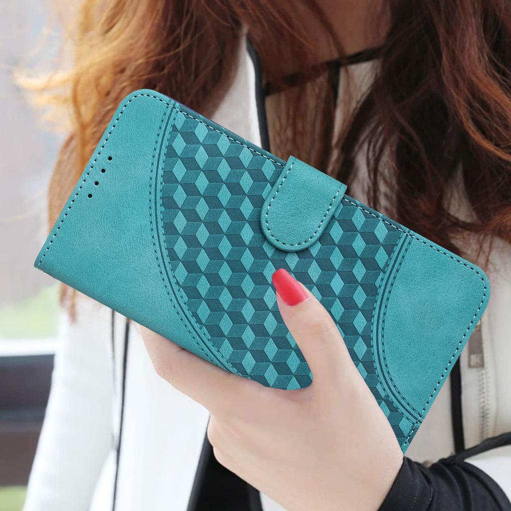 Knurling Three-dimensional Block PU Leather Wallet Card Bag Phone Case for Xiaomi Redmi Series.Poco C51,C50,C65,M3,M4,M5,Mi 11,12,13,Redmi Note 12...