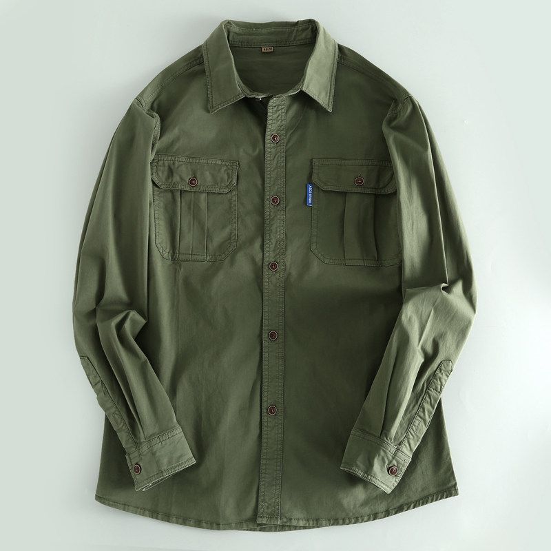 Leak-Picking Good Goods Foreign Trade Export Orders Cargo Long Sleeve Shirts Men's Spring and Autumn Loose Casual Solid Top Outerwear