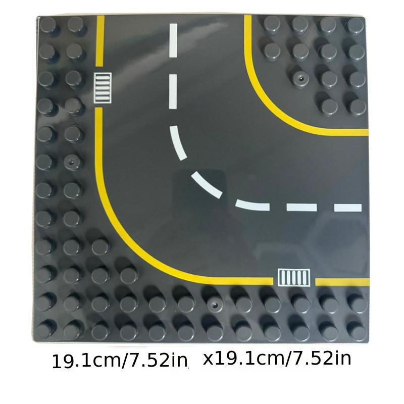 7.51in * Large Particles Dot City Road Street Baseplate Straight Curve Constructing Blocks Bricks Base Plate Children Toys